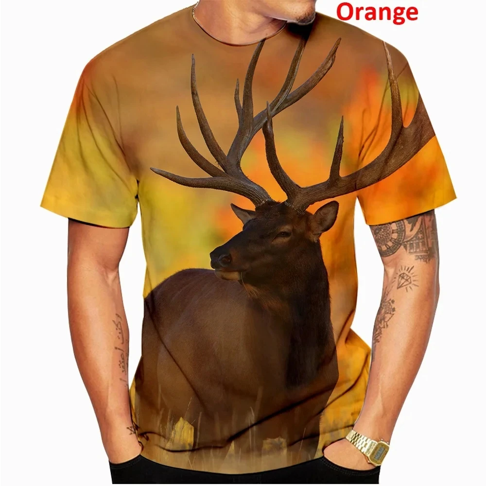 Men's Fashion Deer Hunting Camo 3D Printed T-shirt Men's Leisure Round Neck Short Sleeve T-shirt Plus Size Comfortable Top image 3