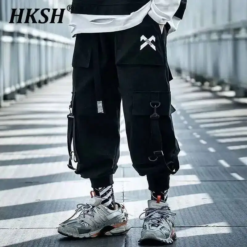 HKSH Men's Tide China-Chic Fashion Overalls Chic New Hip-hop High Street Leggings Tactical Dark Cargo Pants Punk Techwear HK0211