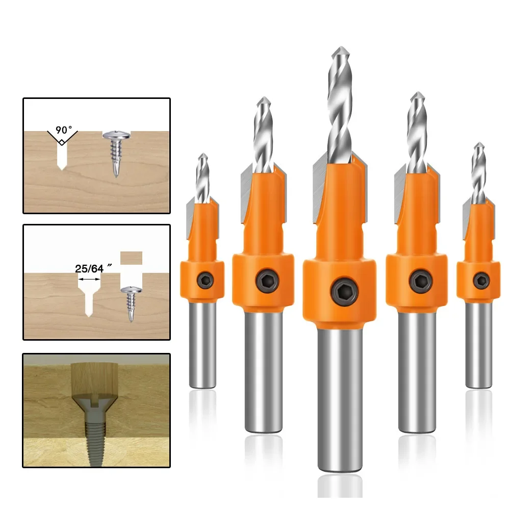 1PC 8MM Shank Drill Bit HSS Woodworking Countersink Router Bit Screw Extractor Remon Demolition for Wood Milling Cutter