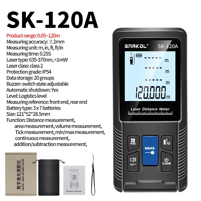 SNAKOL Laser-Entfernungsmesser - Digitales Messgerät 40m/50m/70m/100m/120m Distanzmesser Entfernungsmesser