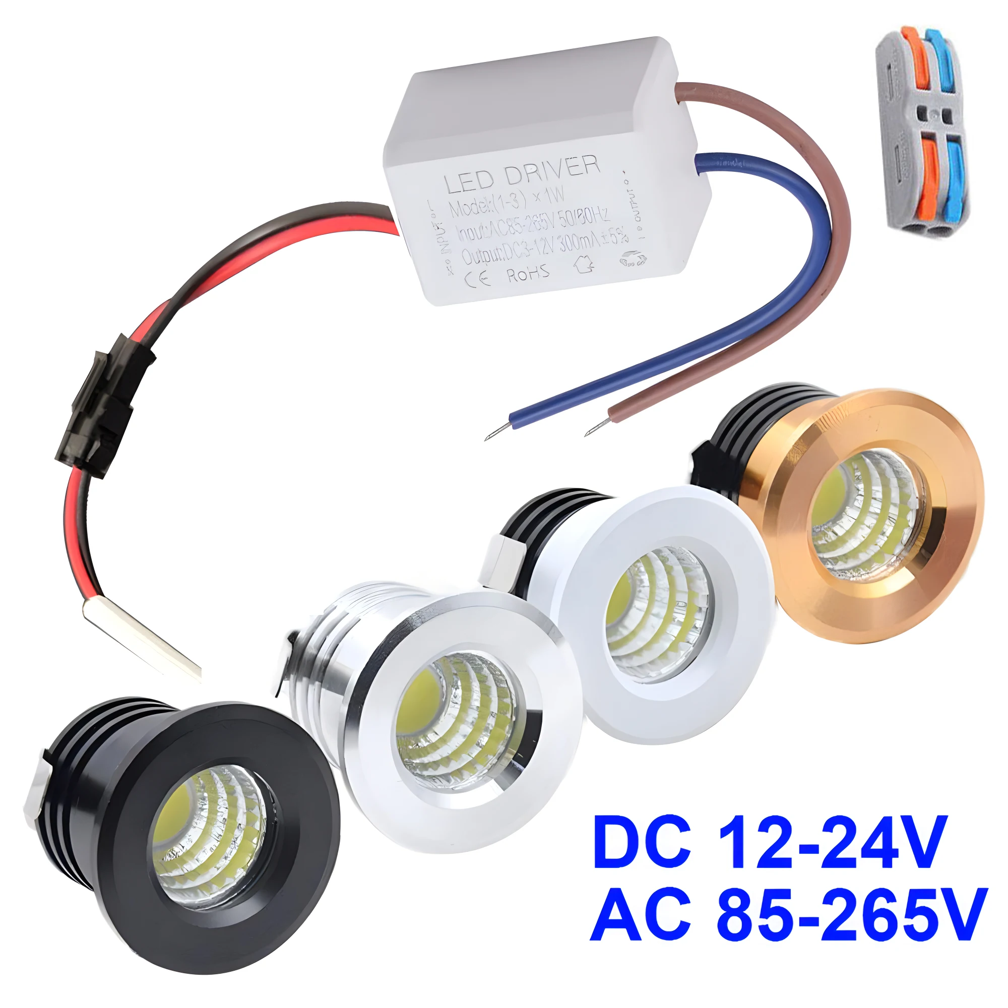 Mini lampa sufitowa LED Wpuszczana żarówka punktowa 3W COB LED 12V 24V 120V 230V 240V LED Szafa Puck Sypialnia Oświetlenie Otwór 30mm