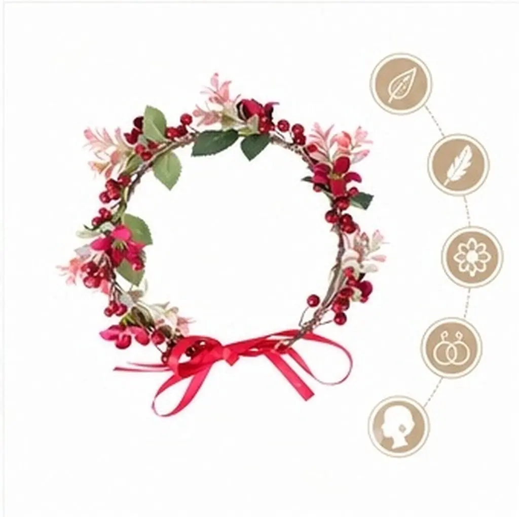 Floral Hair Garland for Women – Premium Cloth Flower Wreath for Wedding, Bridal Party, Festival, Photography & Travel