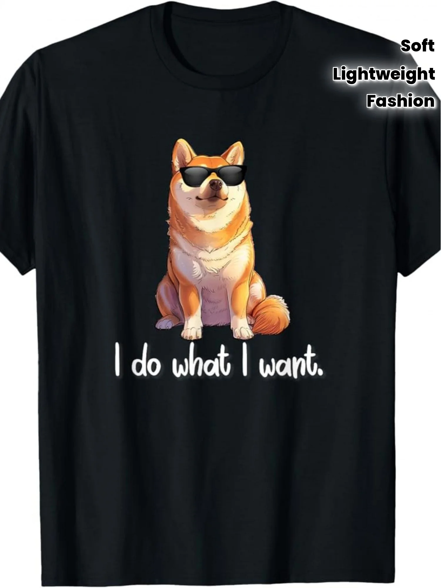 

Shiba Inu Dog I Do What I Want Graphic Tee Men's Soft Cotton Casual T-Shirt Lightweight Fashion