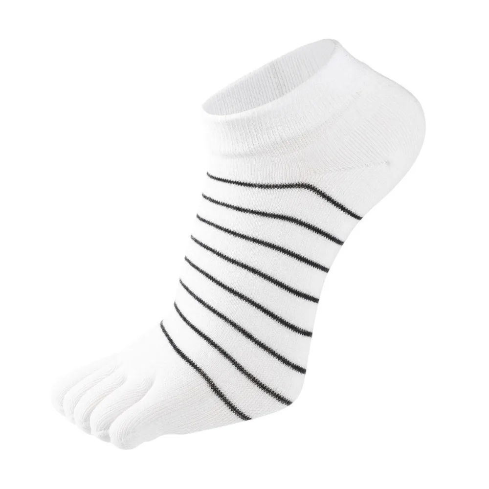 Boat No Show Socks Short Tube Ankle Socks Breathable Five Finger Socks Five-toe Sock Solid Striped Sport Sock Low Toes Socks