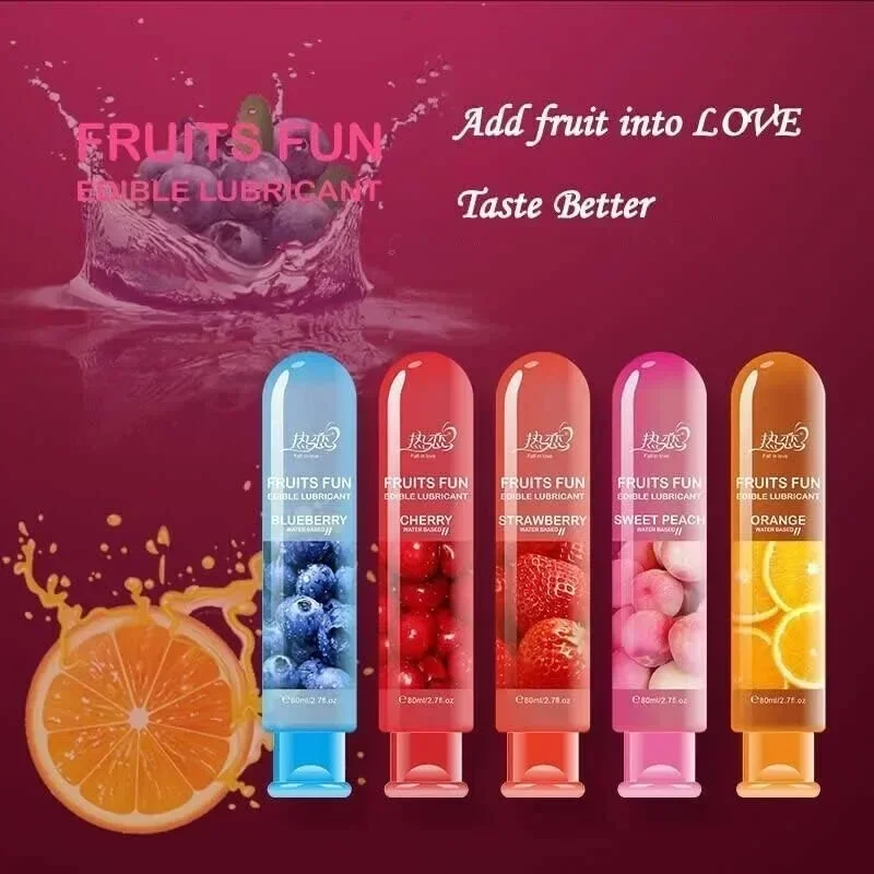 Body Fruity Lubricant 80ml Portable Adult Lube Based Long Lasting Sex Lube for Oral Sex Edible Private Parts Lubricant Sex Toys