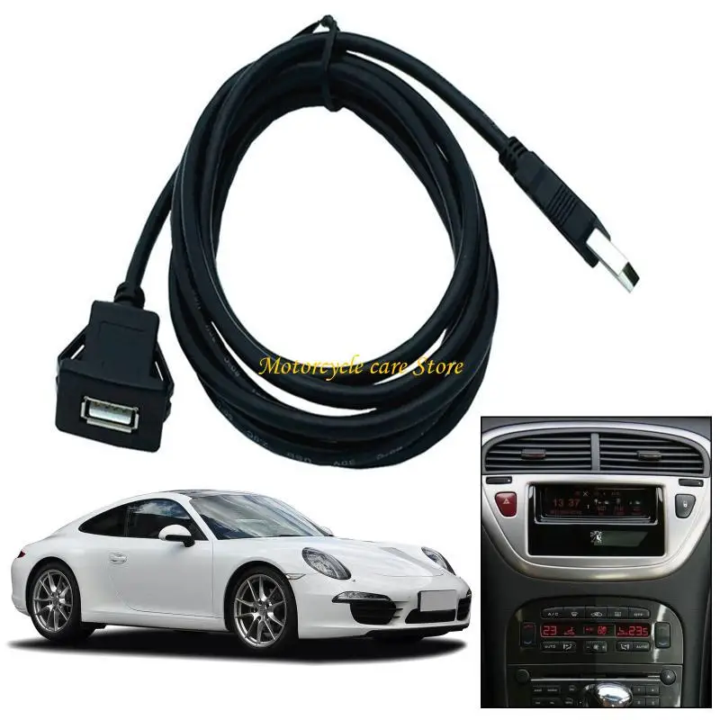 U75F USB Extension Cable Car Motorcycle Dashboard Flush Mount Panel Line