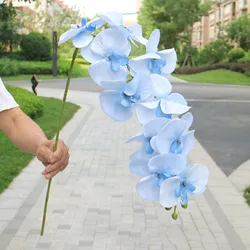 10 Heads  Artificial Fake Phalaenopsis Silk Flowers DIY Blue Series Butterfly Orchid Artificial Bouquet Fake Flower Home Decora