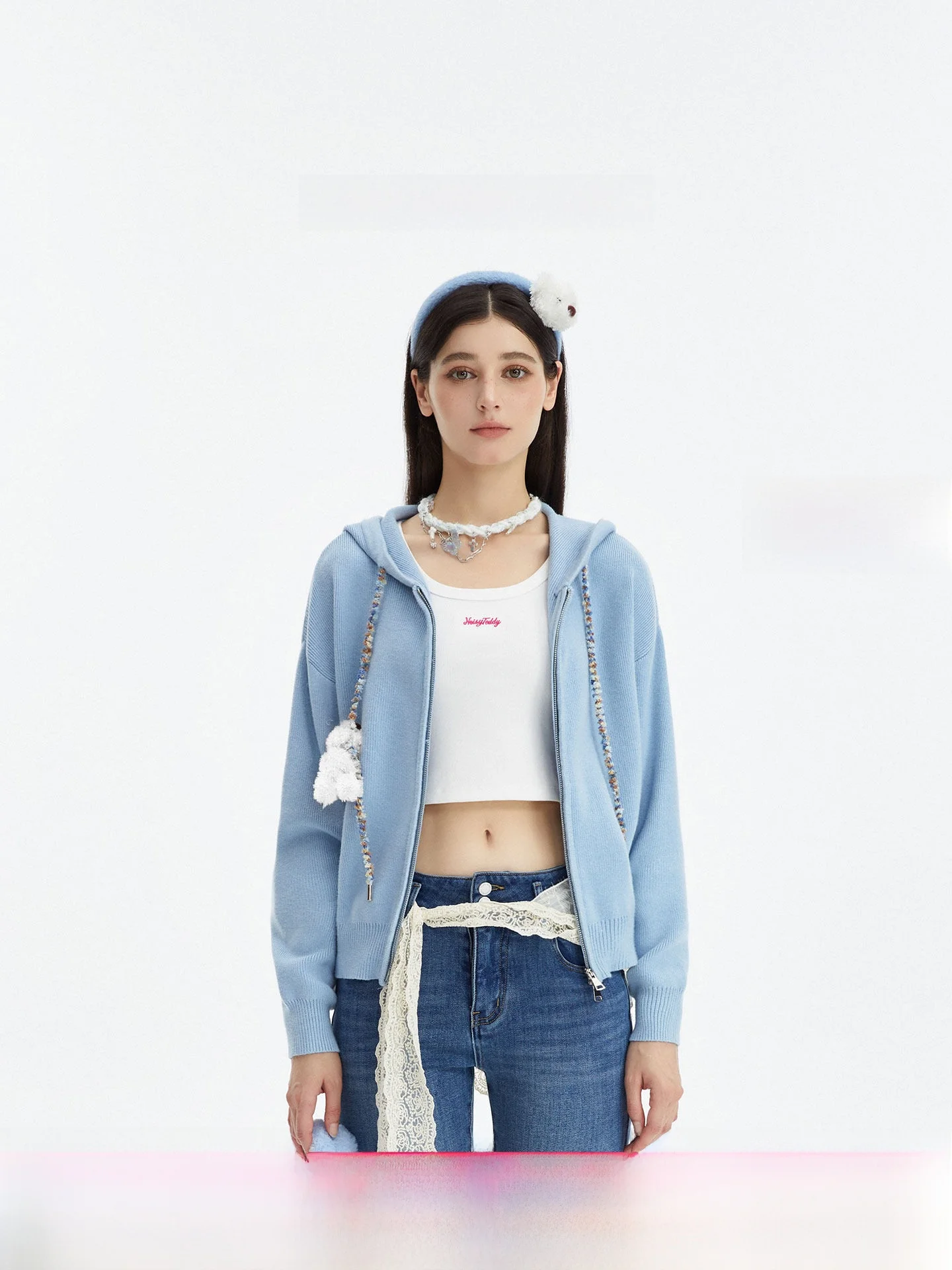 

Модный повседневный женский кардиган с капюшоном, удобный, приталенный, осенняя новинка NOISY TEDDY25 с принтом животных