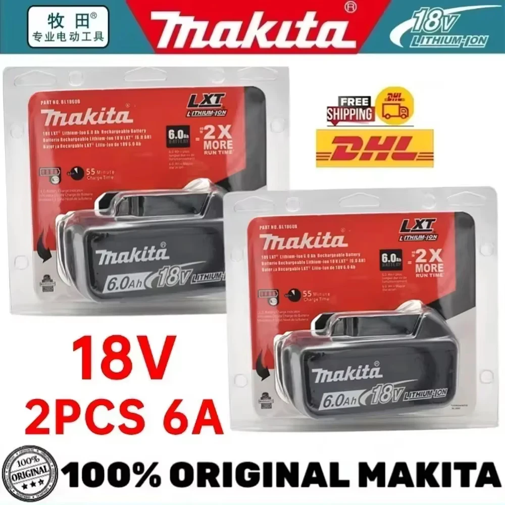 

Genuine Makita 18V 6.0Ah battery with charger set for Makita 18V power tool DDF487 DTW700 GBA404 DUC150Z DHR183Z