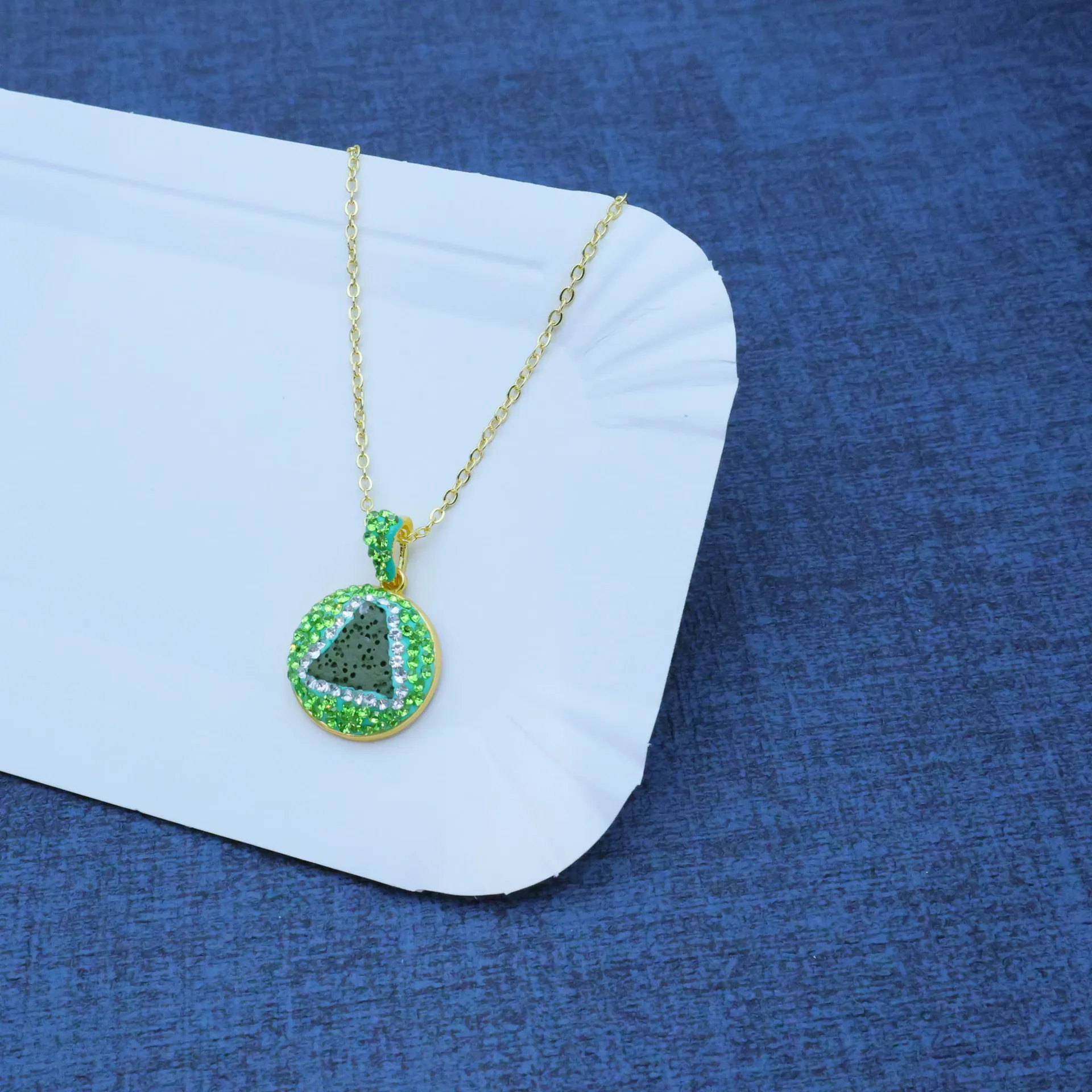 DIY accessories New style volcanic stone triangle stone jewelry DIY three-piece earrings necklace ring manufacturer wholesale
