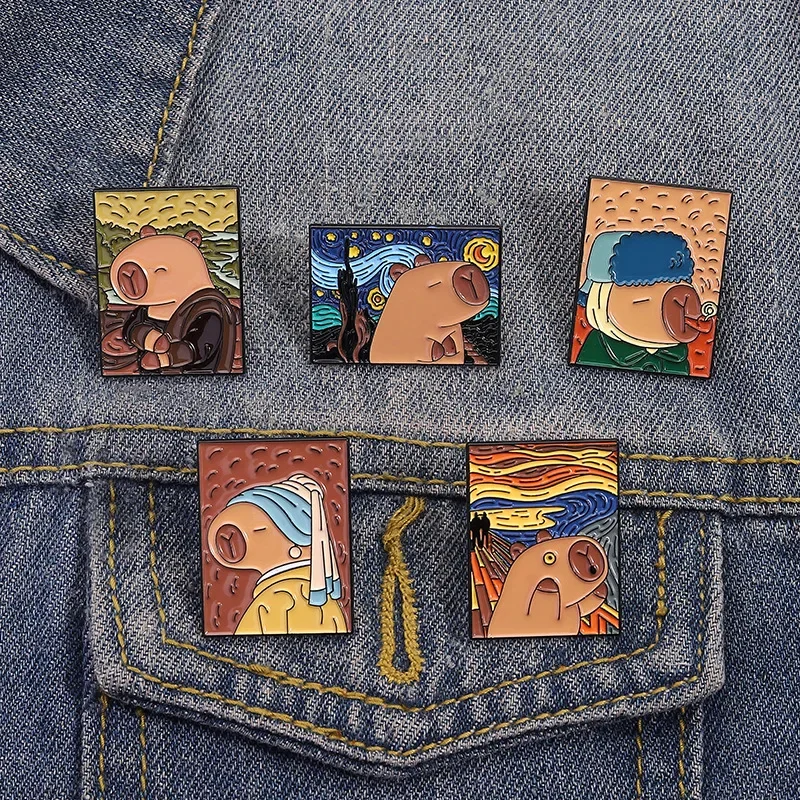 Pines Cartoon Decoration Brooch Creative Oil Painting Dolphin Cute Clothing Bag Accessories Badge Brooch on Clothes Lapel Pin