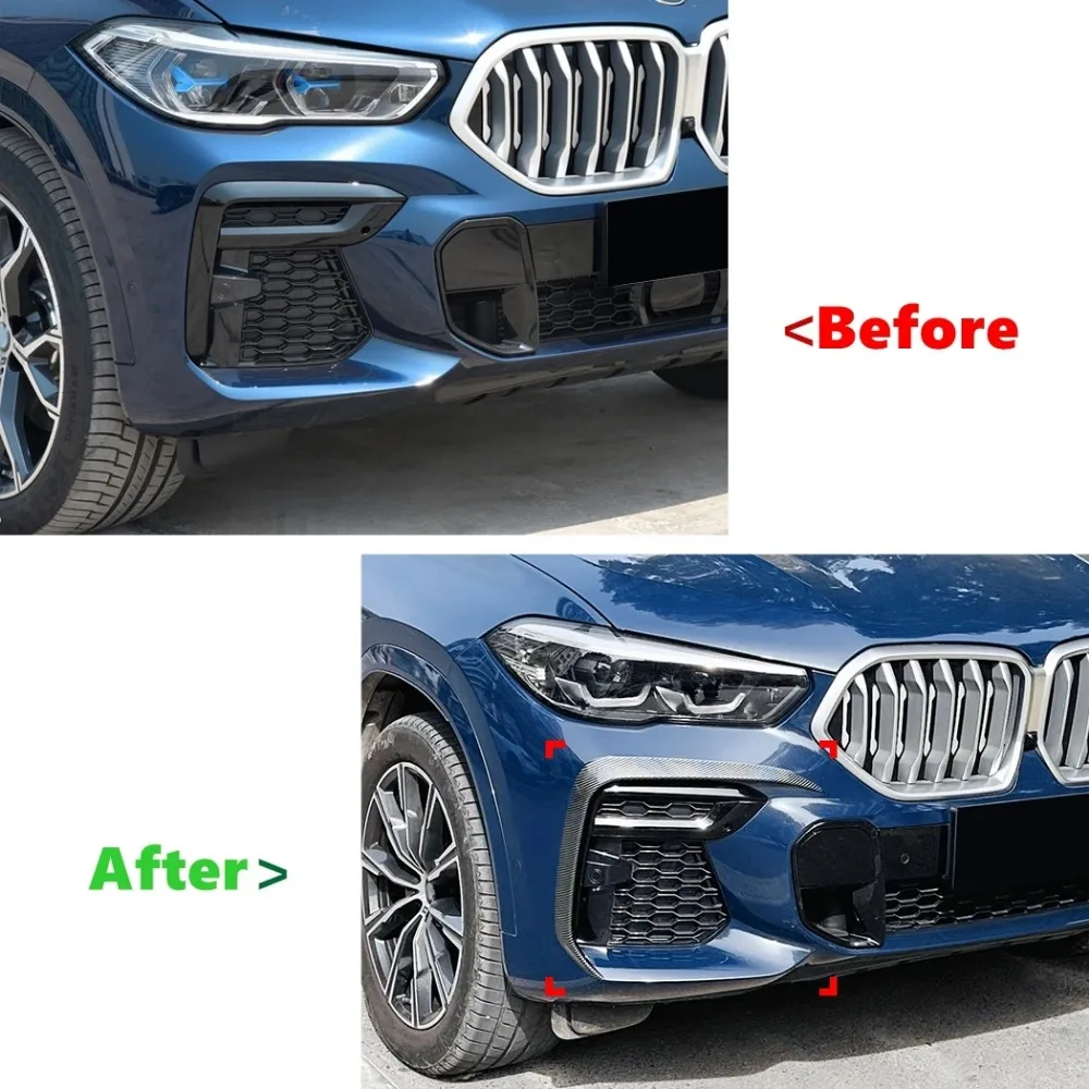 

Front Bumper Spoiler Fog Lamp Cover Air Knife Splitter Body Kit For BMW X6 G06 M Sport 2019-2022