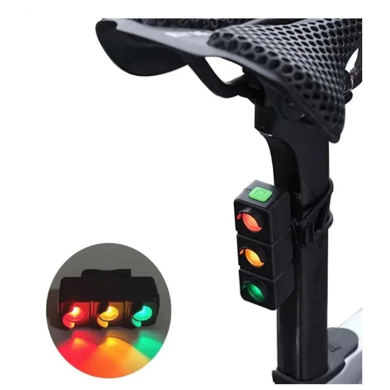 ISURE MARINE Bicycle Tri Color Warning LED Tail Light Type-C Charging Red Yellow Green Night Riding Waterproof Warning Light