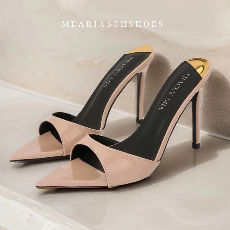 

Sexy Stilettos Party Ladies Sandals 2025Summer Ladies Pointed Designer Simple Daily Casual Office Mature Open Toe Women Slippers
