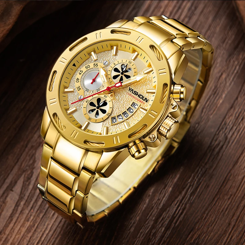 YASHIDUN Herrenuhren, Business-Quarzuhren, multifunktionale Militär-Armee-Edelstahl-Herrenuhr, leuchtende wasserdichte Uhr