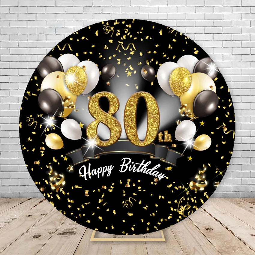 Round Happy Birthday Flash Ring Photography Background Gold Black White Silver Happy Birthday Customizable Photo Studio Supplies