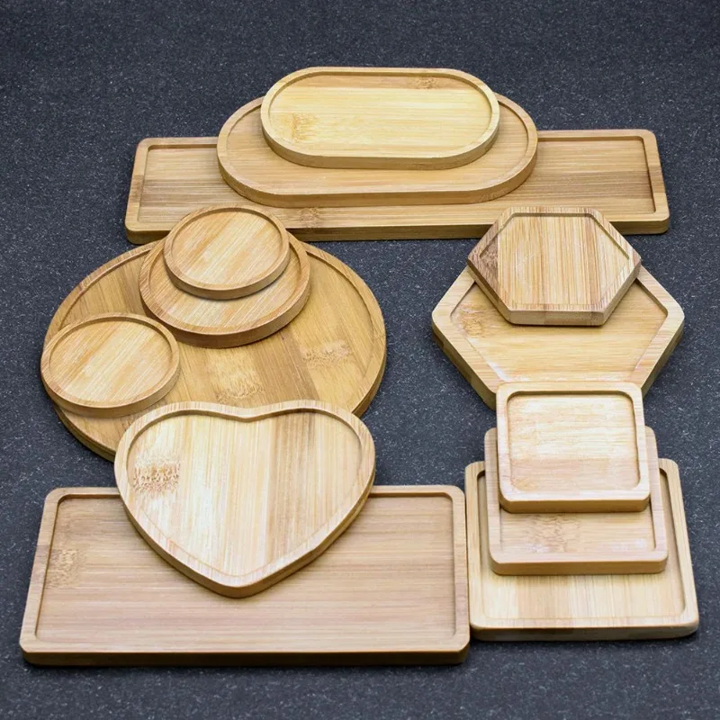 Multi Bamboo Tray Wood Saucer Flower Pot Tray Cup Pad Coaster Plate Kitchen Decorative Plate Creative Coaster Coaster Mata na filiżankę kawy