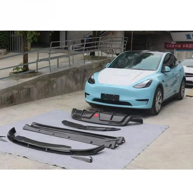 High Quality Carbon Fiber Car Bumper Front Lip Rear Lip Side Skirts Rear Spoiler for   Model Y 2021 Car Bodykit