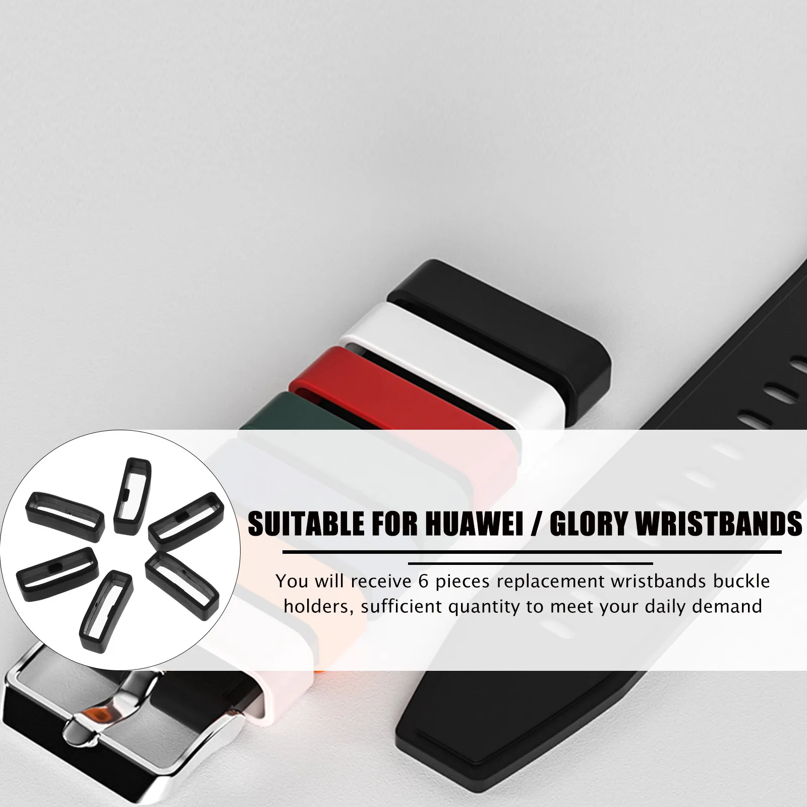 6Pcs Watch Strap Keeper Compatible with Garmin Bands Soft Tpu Watchband Fastener with Notched Fixing Ring Unload Strap