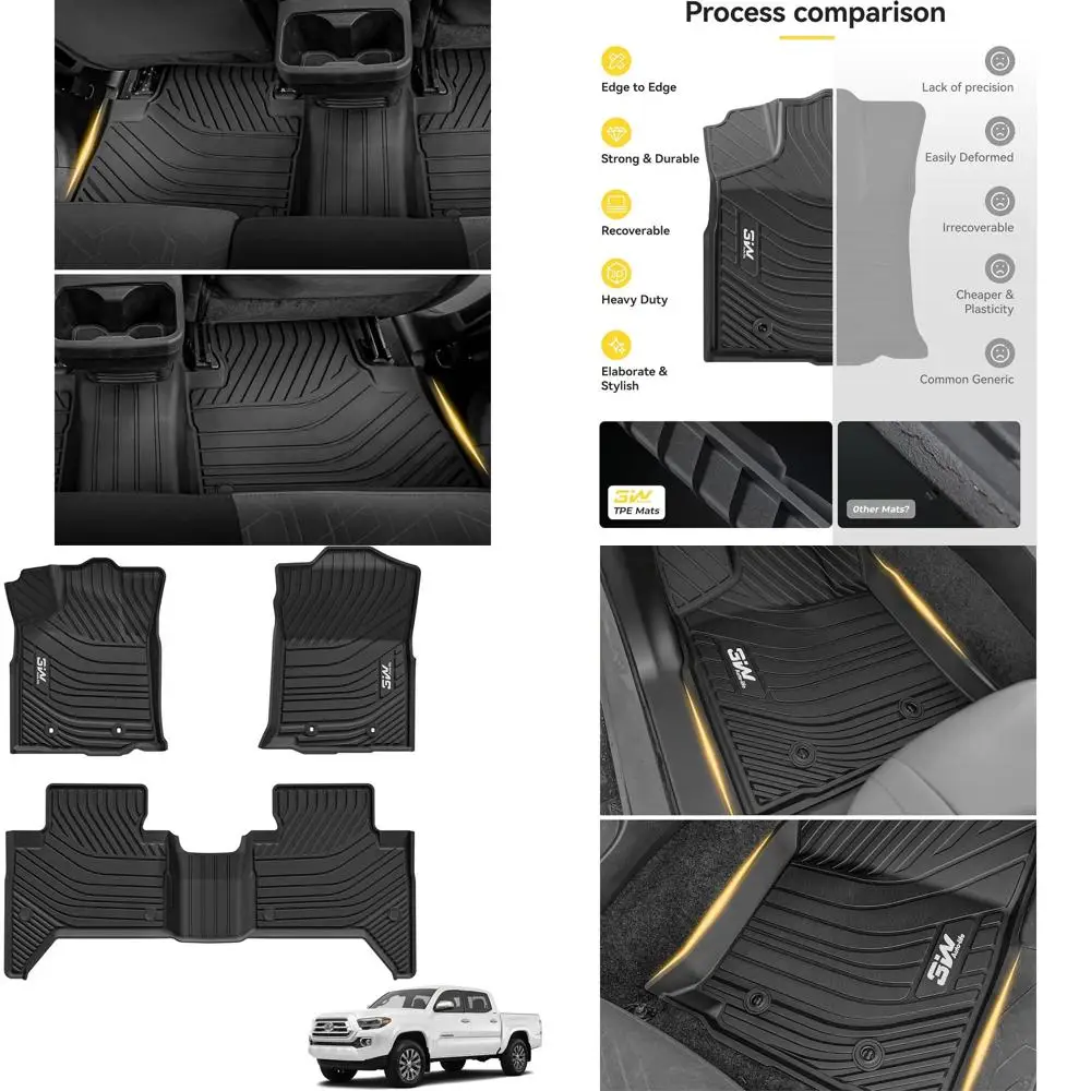 

Floor Mats Fit Toyota Tacoma 2016-2023 (Only for Double Cab and Automatic), TPE All Weather Custom Fit Floor Liner for Toyota Ta