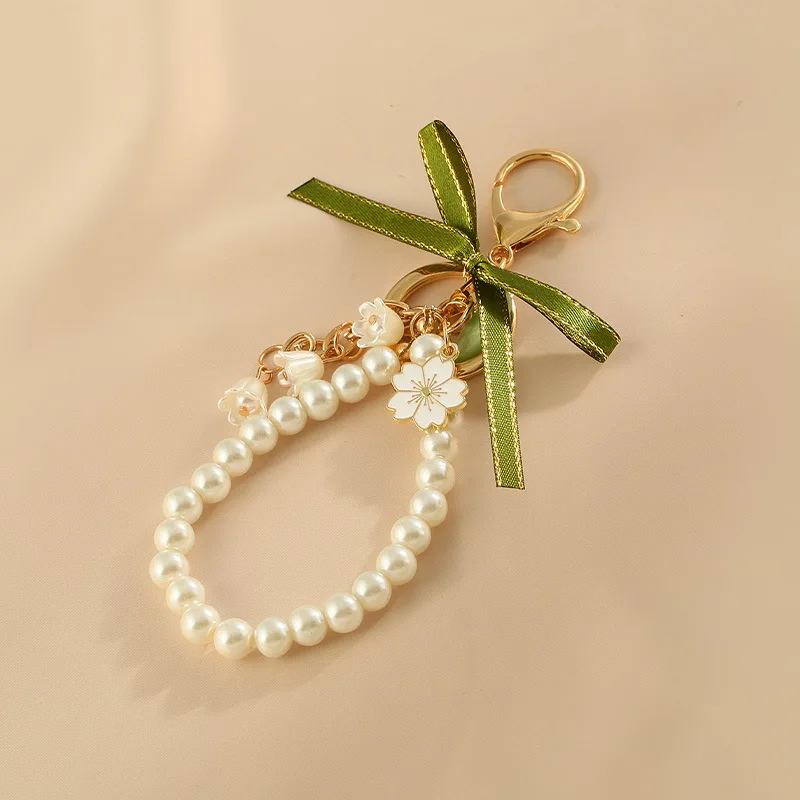 1pc giglio della valle portachiavi fiore regalo di san valentino portachiavi donna verde portachiavi auto in pelle PU regalo accessorio