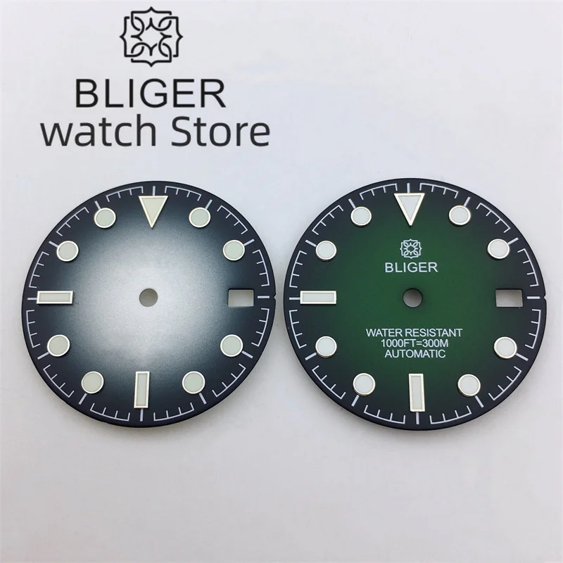 BLIGER 29mm Dial Gradient Blue/Red/Green/Grey Dial C3 Luminous Index For NH34 NH35 NH36 Movements