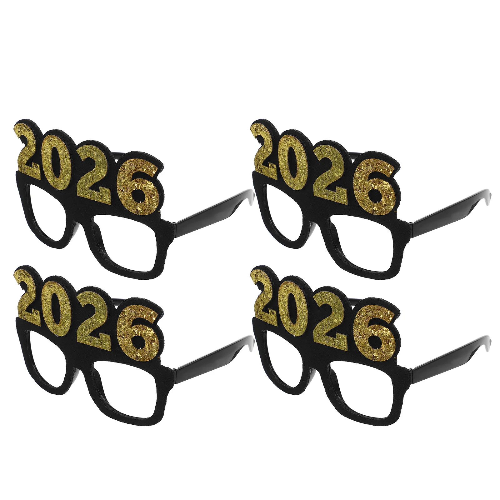 

4Pcs 2026 Number Party Glasses Glitter Plastic New Year Photo Props Eyewear for Nye Celebration Favors New Year Party Glasses