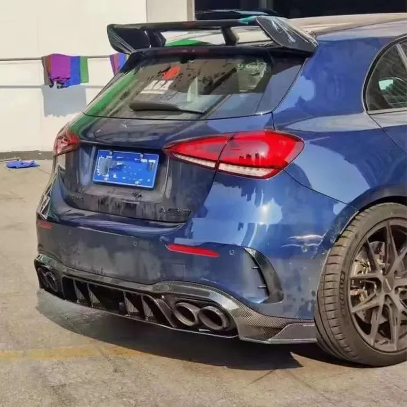 For Mercedes Benz A Class AMG W177 A220 A260 A45 Carbon Fiber Car Rear Bumper Diffuser Rear Splitters Spoiler Back lip view 5