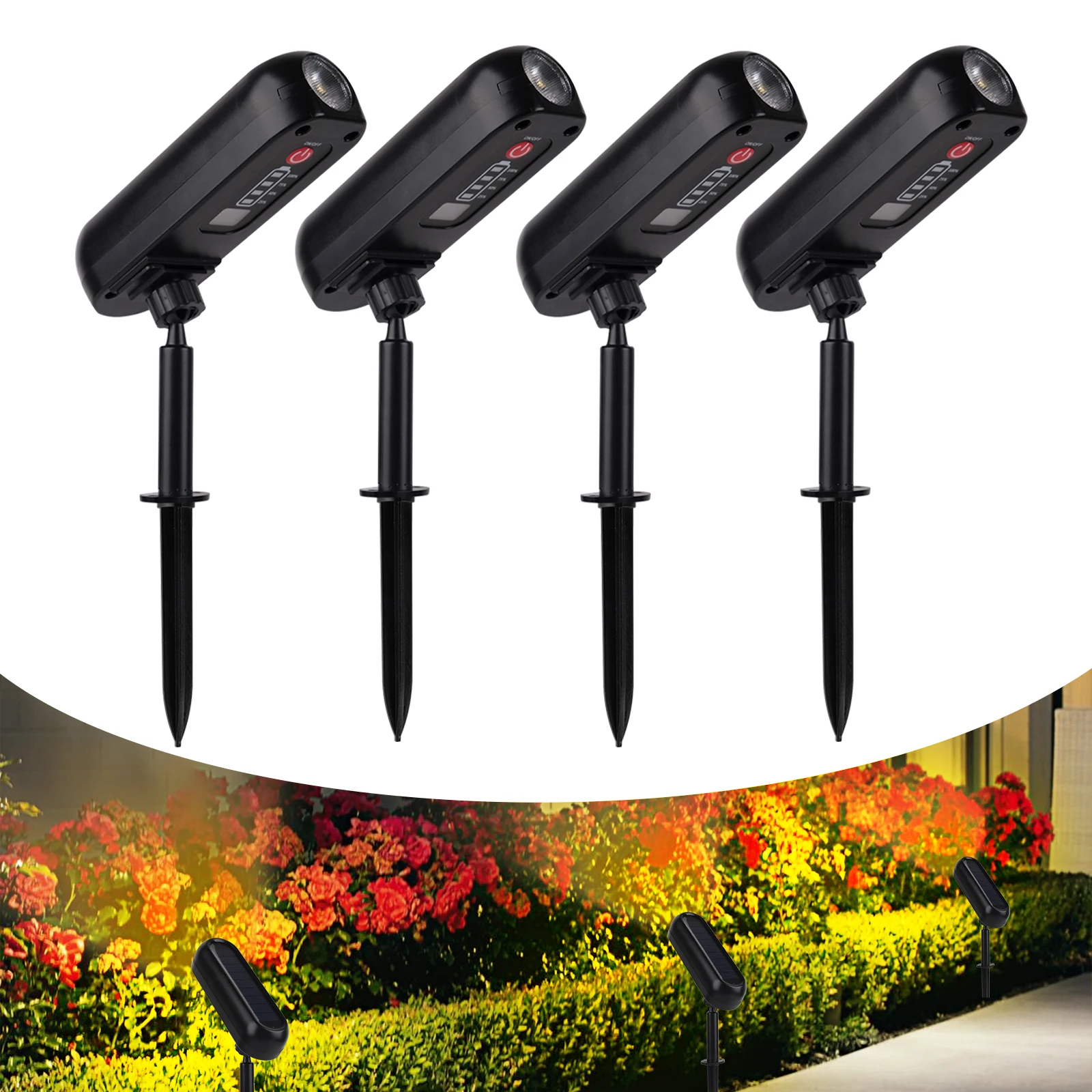 T-SUNRISE 4 Pack Solar LED Spotlight Green 3