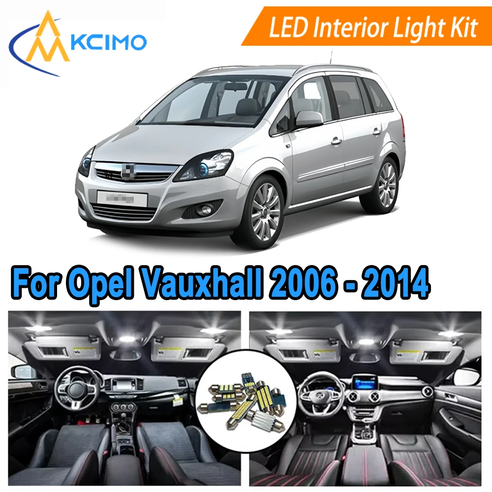 

Высокояркие белые/янтарные светодиодные внутренние фонари для Opel Vauxhall Zafira B 2006-2014, светодиодные купольные/карты/дверные фонари, набор ламп, лампы