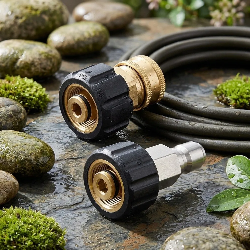 Pressure Washer Hose Adapter Set M22 14mm To 3/8 Quick Connect For Washer Hose Quick Release Pressure Washer Tool Hose