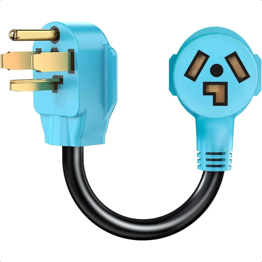 

3 to 4 Prong Dryer Adapter Connects Old to New Dryer Receptacle 30A 125 250V Blue Plug