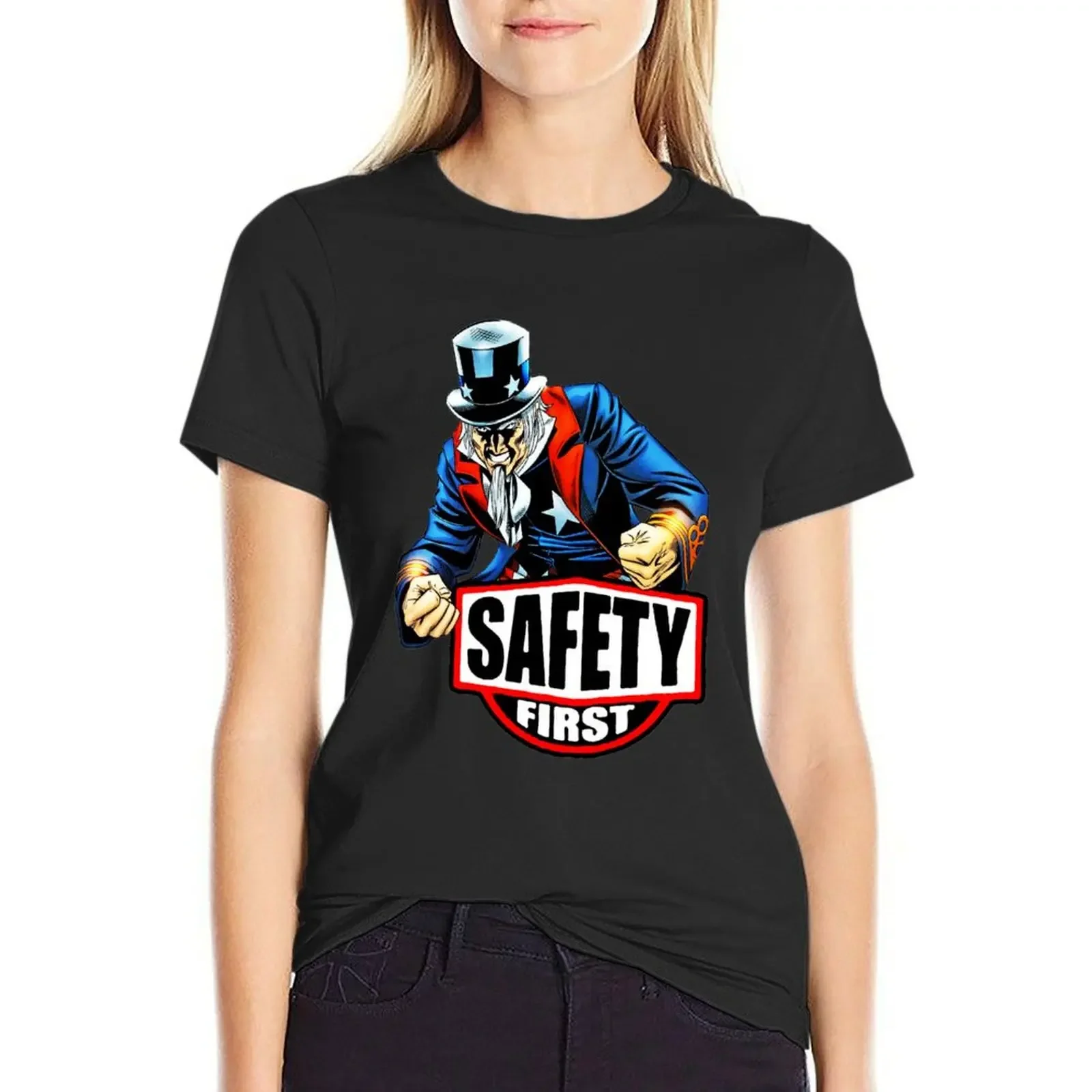 

Uncle Sam is for Safety First; T-Shirt animal print shirt for girls tees korean fashion cropped t shirts for Women