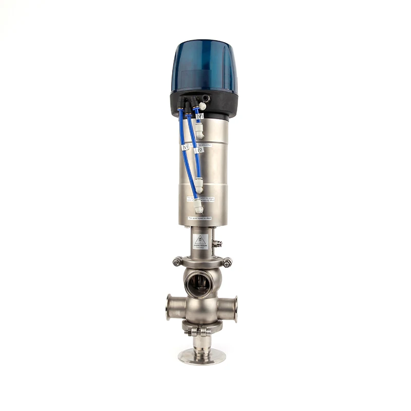 Stainless Steel Sanitary TT Pneumatic Flow Anti mixing Valve With Control head