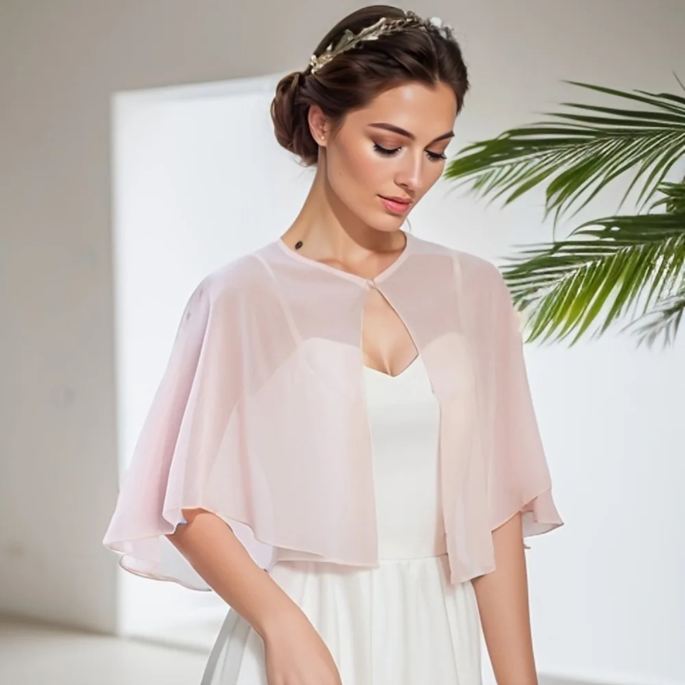 

Fashion Sheer Chiffon Capelet Lightweight Design Elegant Style Soft Shawls Evening Dress Wraps Bridesmaid Accessories