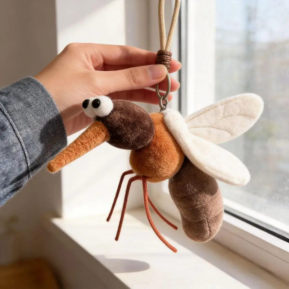 Cute Cockroach Plush Keychain Stuffed Mosquitoes Car Key Holder Backpack Pendant Key Chain Stuffed Doll For Students Keyrings