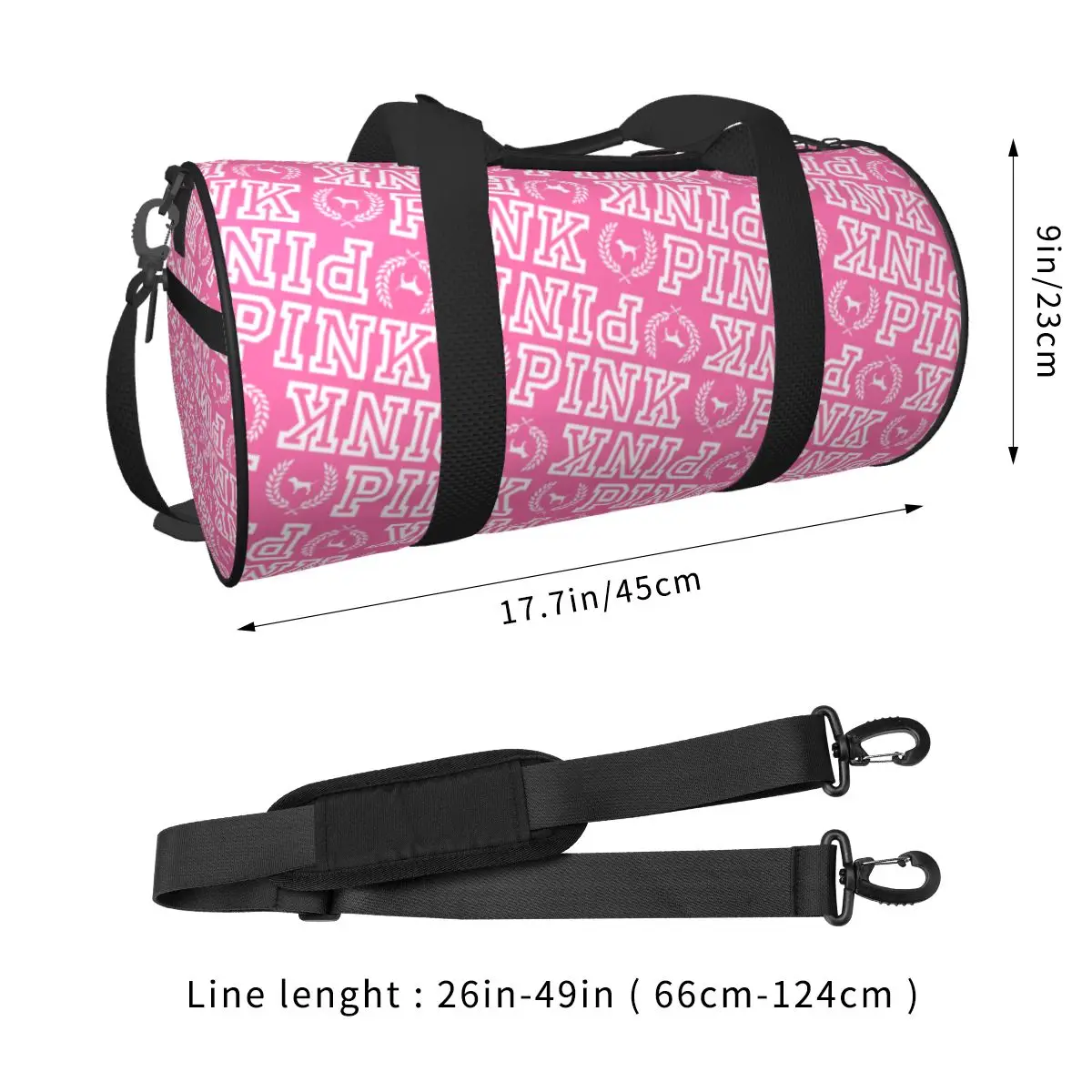 Women Trendy Love Pink Duffle Bag For Gym Fitness Woman Girl Luxury Yoga Sports Bags with Pocket Weekender Travel Bag