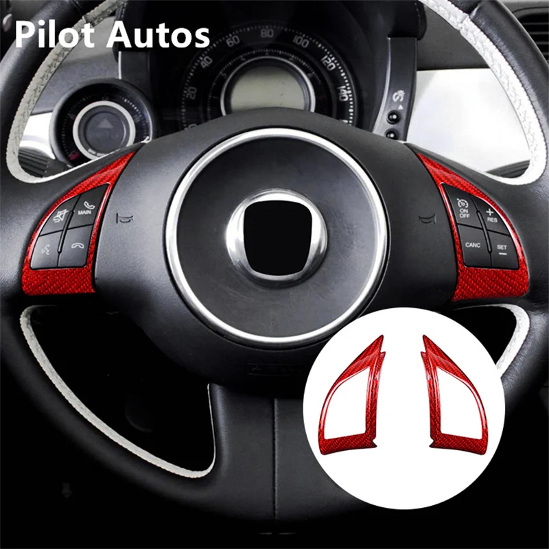 

For Fiat 500 Steering Wheel Button Panel Trim Genuine Carbon Fiber 3D Decoration Sticker Interior Accessories