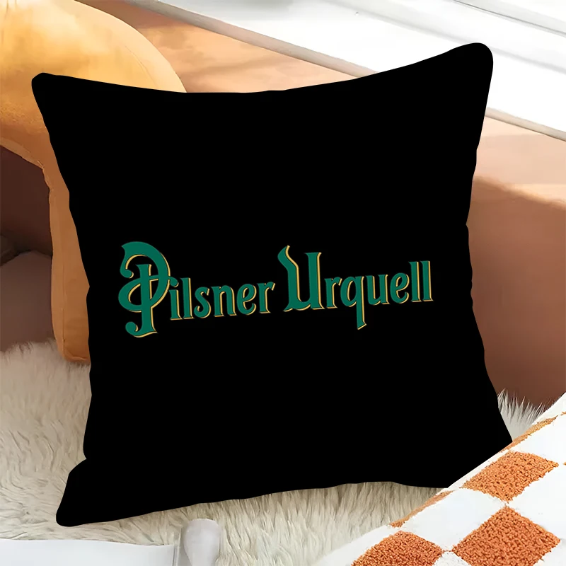 Decorative Pillow Cover Decoration Living Room Sofa Pillowcae 50x50cm P-Pilsner U-Urquells Square Black Cushion Covers Pillows