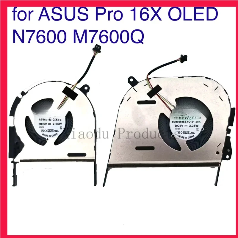 Ventilador de refrigeração Cpu para asus pro 16x oled n7600 m7600 m7600q x7600 m7600qe m7600re 13nb0uv0t04011