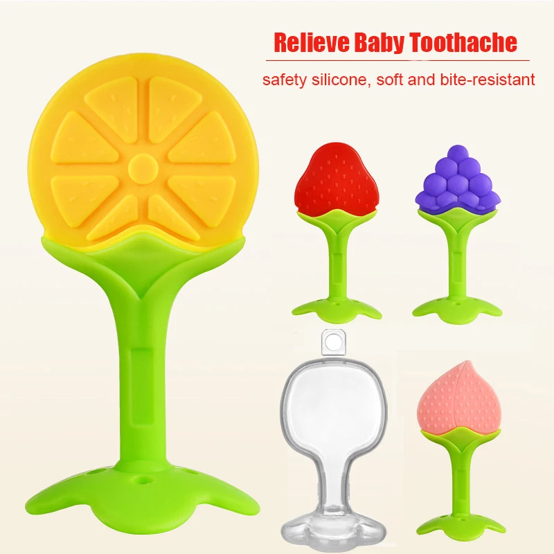 Dentição brinquedo do bebê silicone mordedor para dentes bebês acessórios recém-nascidos frutas sucção mastigar brinquedos para bebê recém-nascido bpa-fre presente