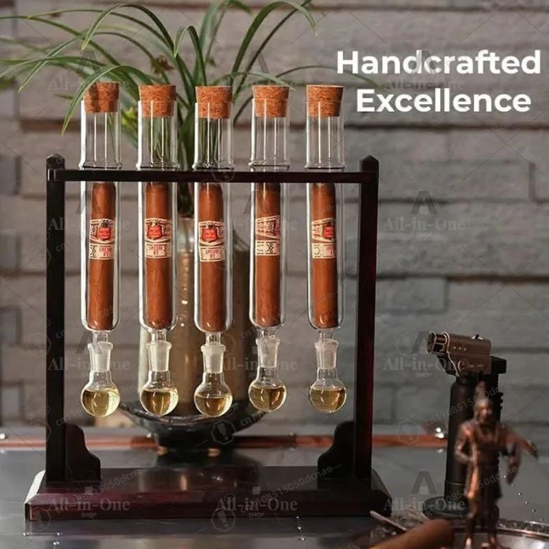 Cigar Tubes Humidor Sets With Cigar Flavor Infuser, Ball Base & Wooden Plug,cigar Incense Glass Tube Set, Gifts