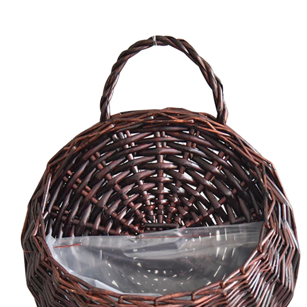 Wall Mount Rattan Basket Hanging Planter Basket Handmade Wicker Flower Pot Home Garden Decor Woven Rattan Vase Baskets