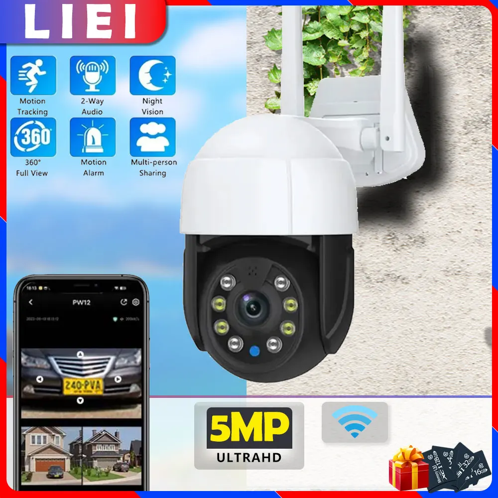 

LIEI 5MP UHD 4X Zoom PTZ Wifi Camera Outdoor Ai Human Detect Auto Tracking WiFi IP Camera 2MP Color IR Night Vision CCTV Camera