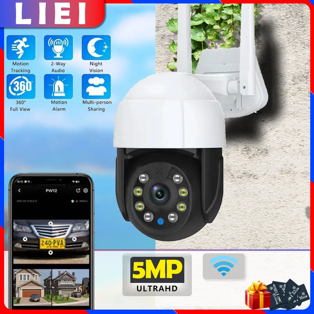 

LIEI 5MP UHD 4X Zoom PTZ Wifi камера наружная Ai Обнаружение человека автослежение WiFi IP-камера 2 Мп цветная ИК камера видеонаблюдения с ночным видением