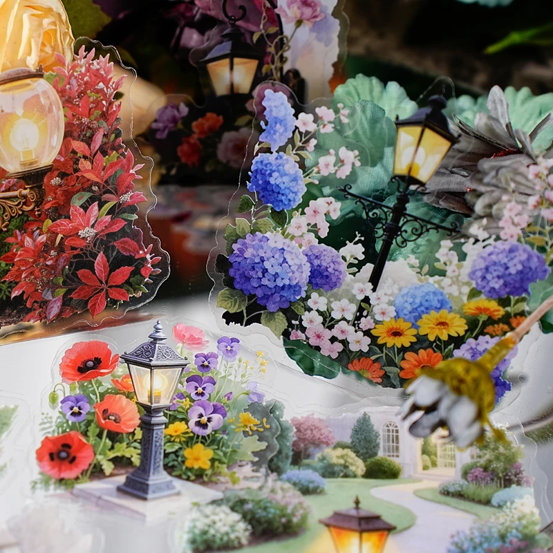 JIANQI 15 sheet Vintage INS Lamp landscape Stickers diy Deco