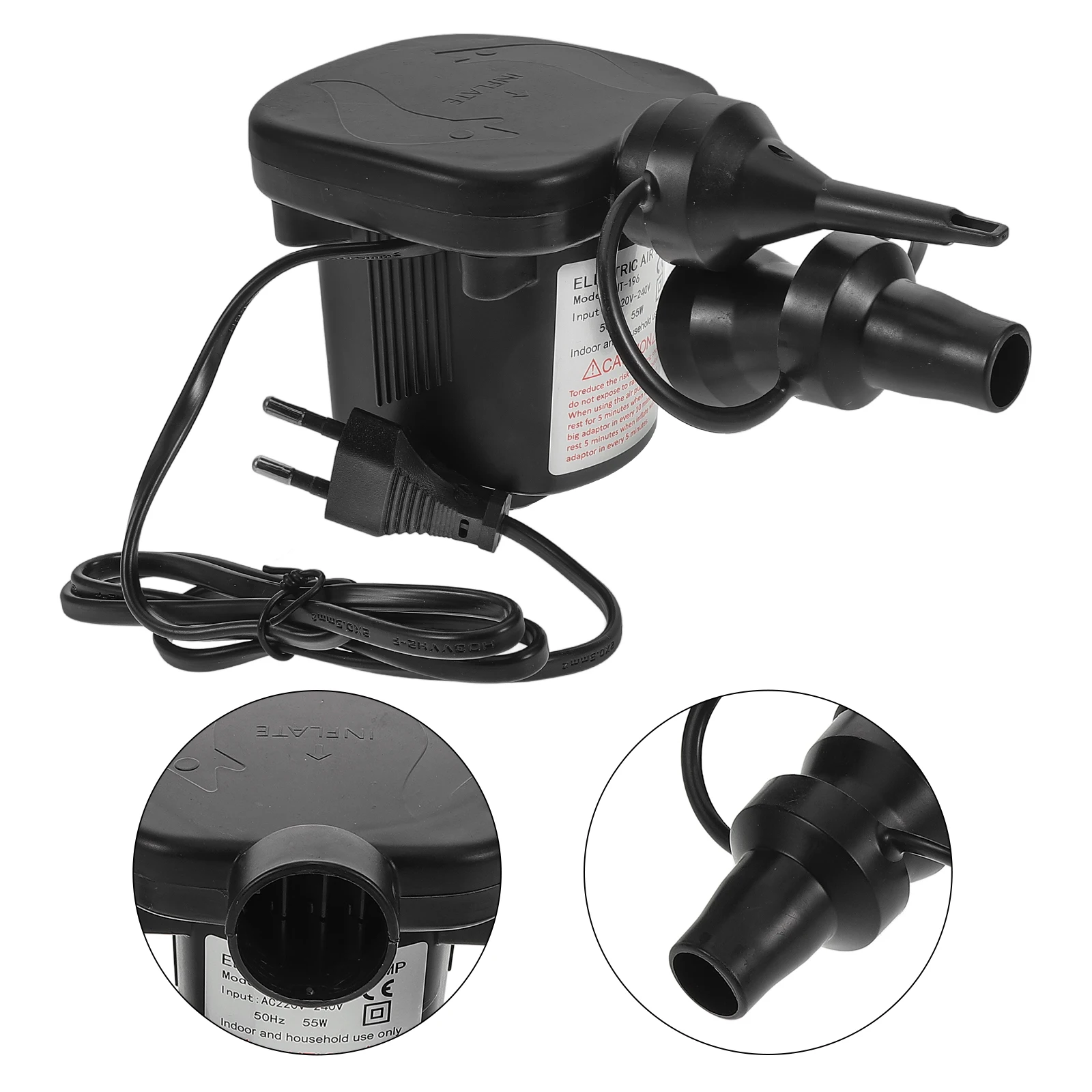 1 set Electric Air Pump For Home Use Inflatable Mattress Pool Raft Boat With 3 Nozzles Portable Camping Outdoor Eu Plug