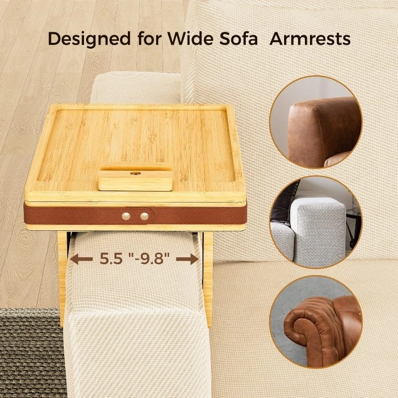 Double-layer Rotatable Arm Clip Sofa Armrest Table Tray Clip Tray with Storage Box