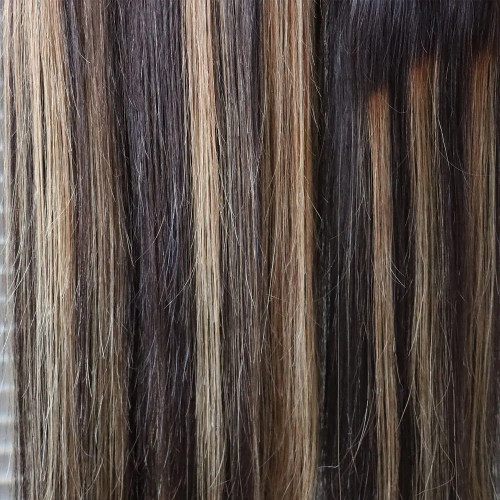 تسليط الضوء على البيانو 1B رمادي الشعر البشري عذراء ريمي تمديد حزم مع الدانتيل الشفاف إغلاق أمامي بالجملة انخفاض الشحن