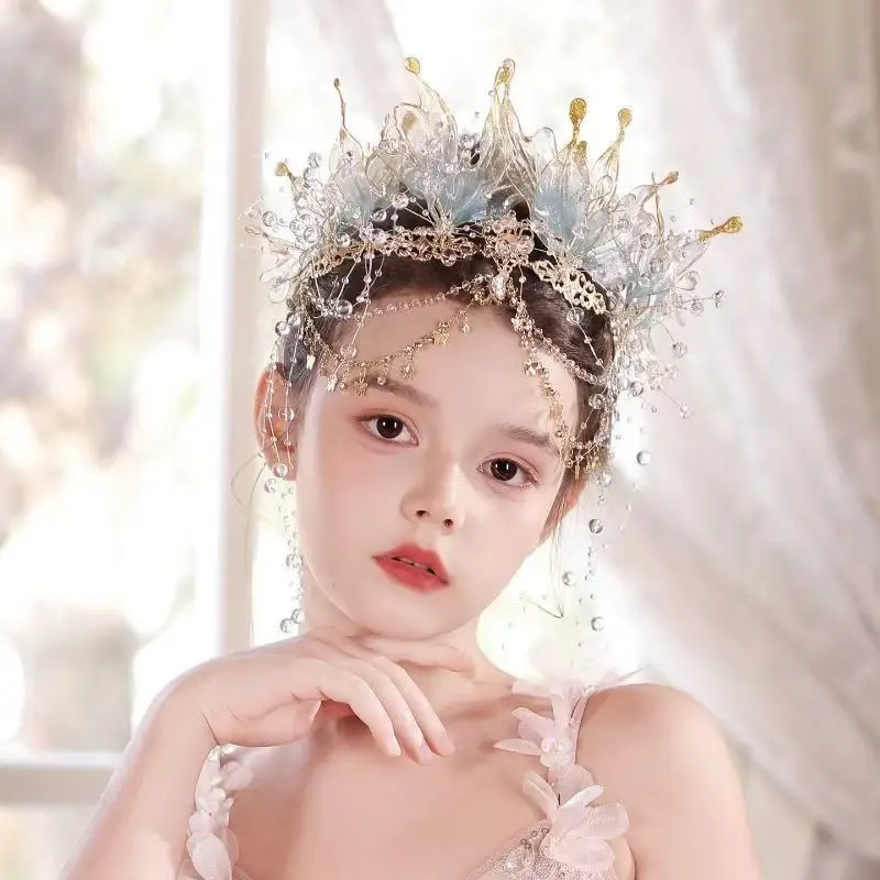 Handmade Mermaid Hanfu Hair Accessories Ear Set Fairy Ancient Style Elf Princess Hairband Jewelries